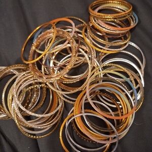 Gold Tone Bangles Bracelets Lot of 70 Small